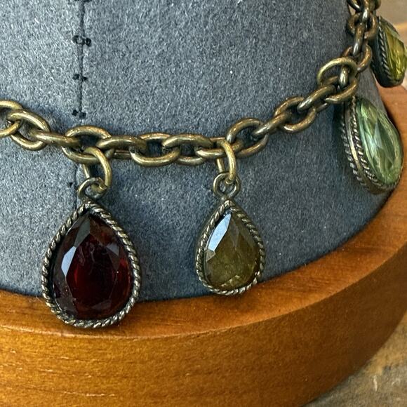 LAILA ROWE Antiqued Bronze Multicolor Small Teardrop Charm 7.5-8.5" Bracelet - Picture 6 of 9